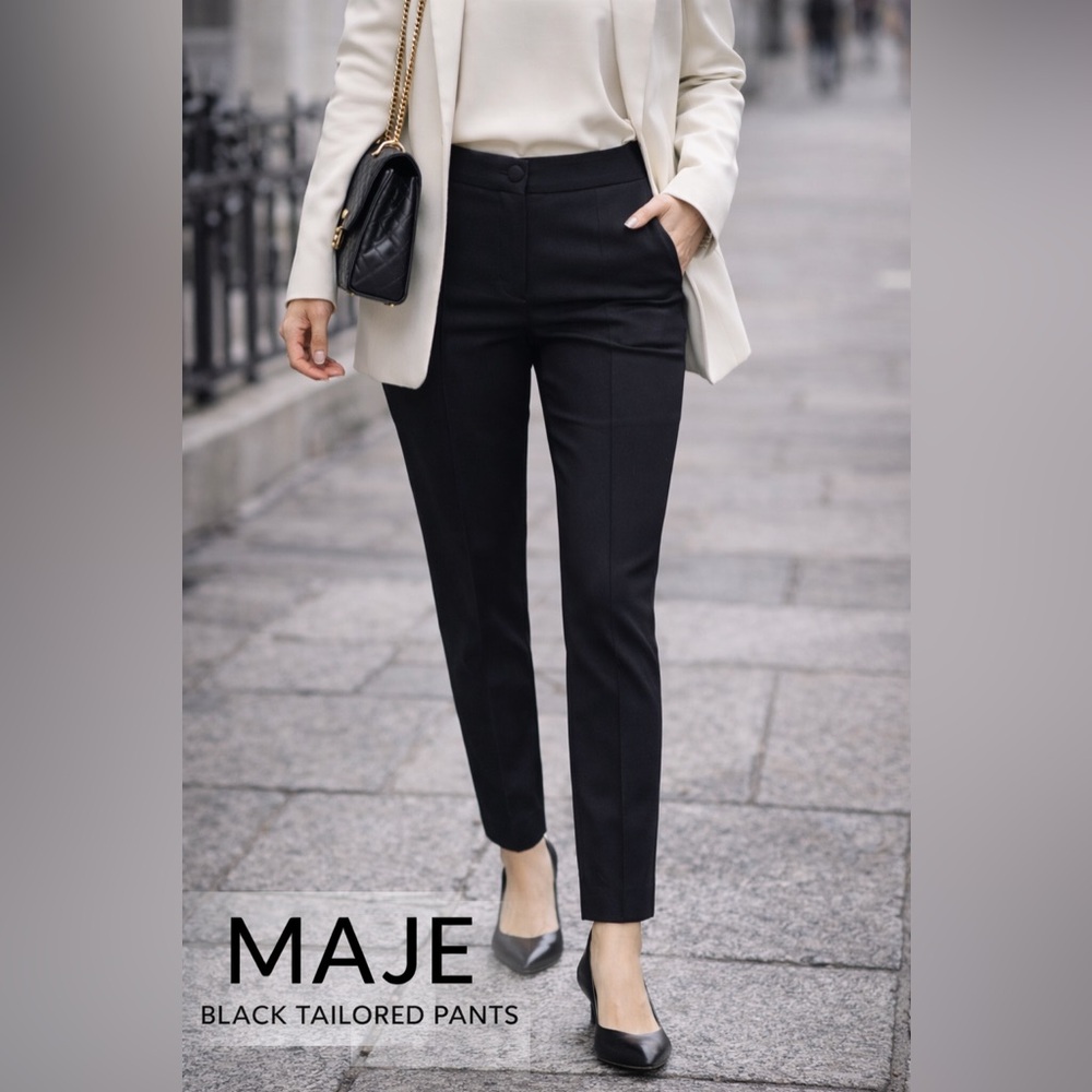 Maje Black Cropped Women's Pants